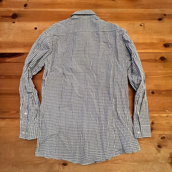 Men’s Hugo Boss Blue & White Checkered Modern Fit Spread Collar 16, 32/33 Shirt - Picture 4 of 4
